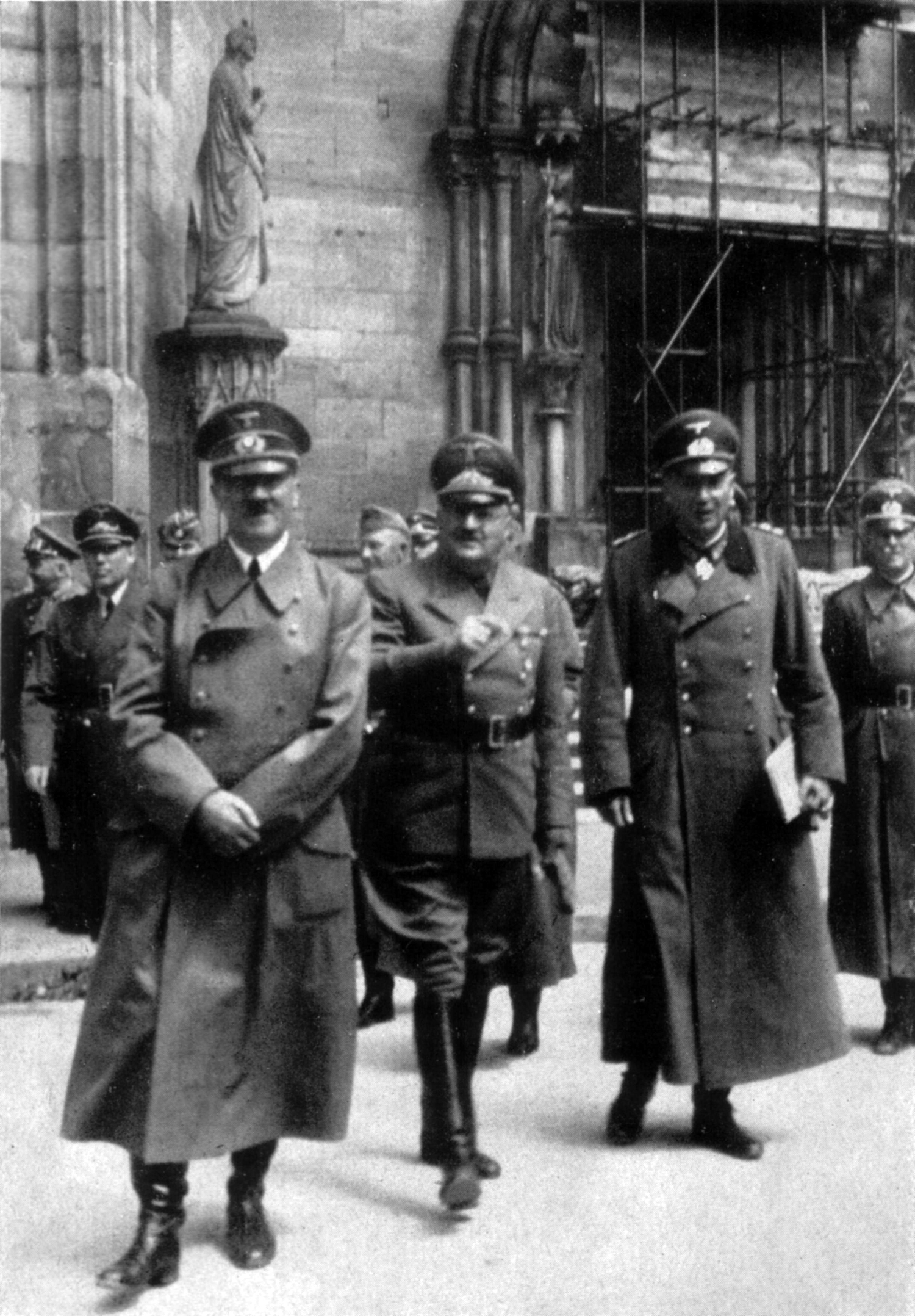 Adolf Hitler visits the Strasbourg cathedral in France